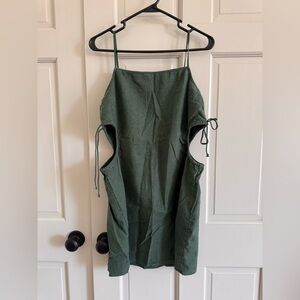 Aerie Cutout linen blend green dress L